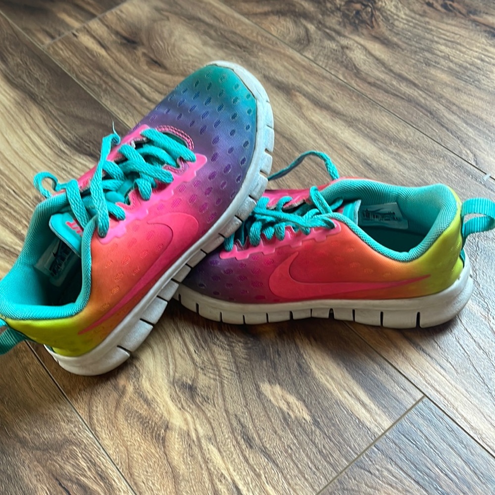 Nike rainbow size 11 tennis shoes kids